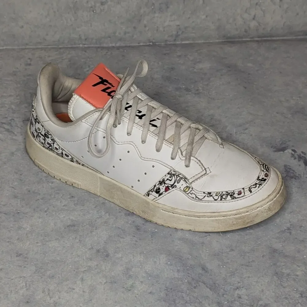 Adidas × Fiorucci Supercourt Lipstick Leather Sneakers in White, Women's Size 8
